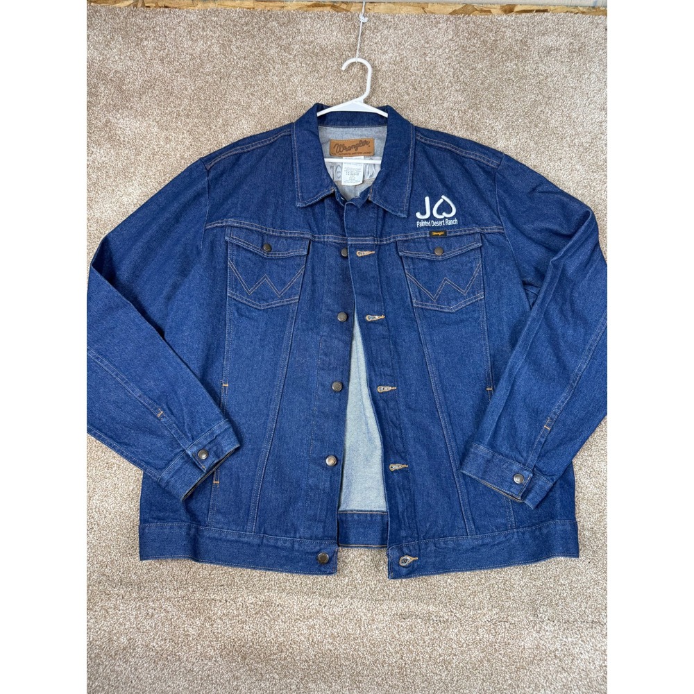 VTG Wrangler Mens 2XT XXL Blue Denim Western Jacket Cowboy Workwear Tall Trucker - Picture 3 of 13